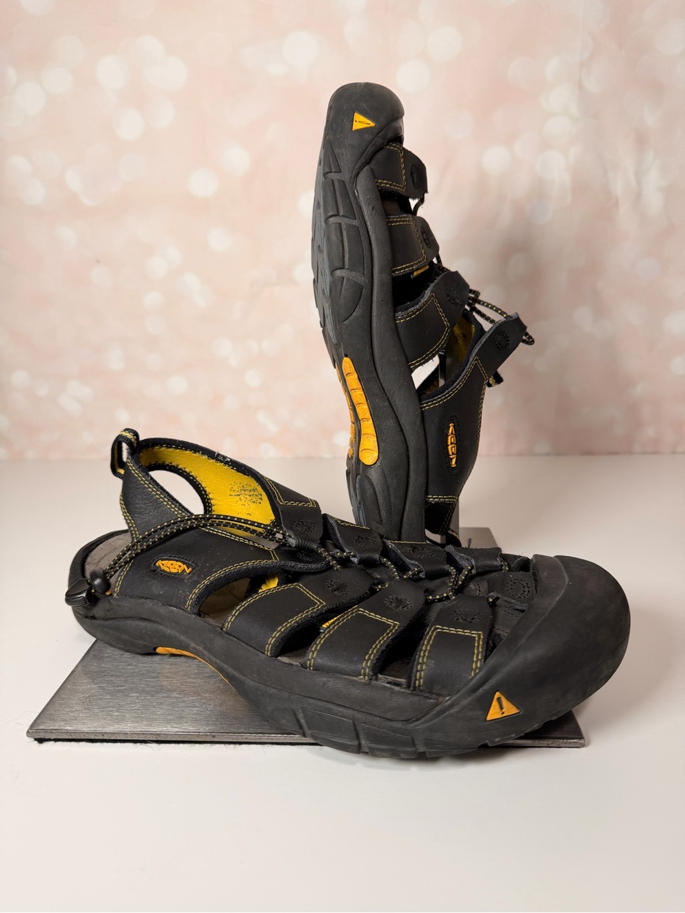 KEEN Men’s Black and Yellow Outdoor Sandals